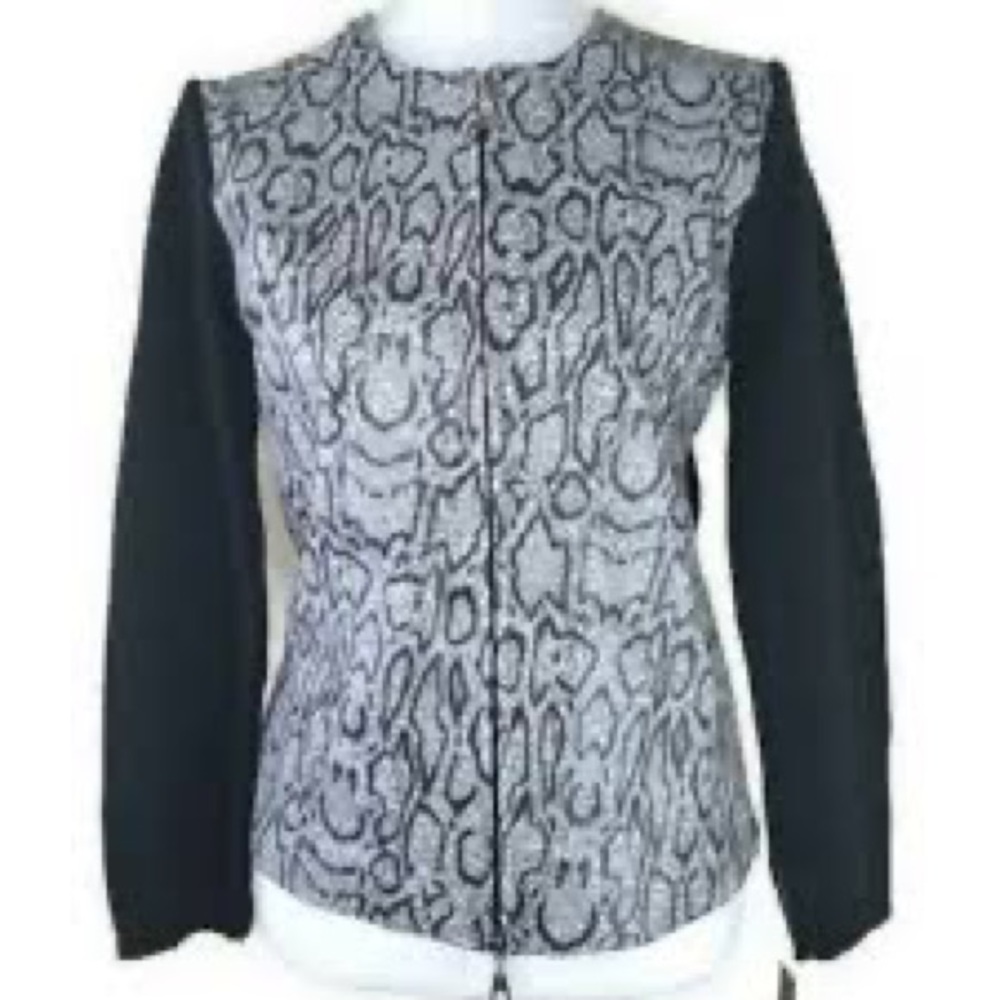 Maurice Sassoon leather/knit sweater jacket